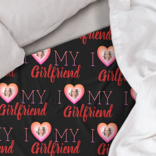 Couverture Polaire I Love My Girl Photo Black Fleece Blanket (Créateur téléchargé)