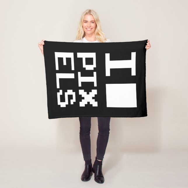 Couverture Polaire I Love Pixels, design geek, art des pixels (En situation)