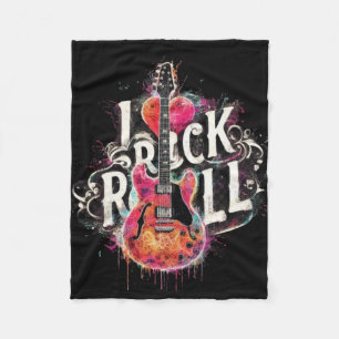 Couverture Polaire I Love Rock N Roll Guitare Électrique Peinture