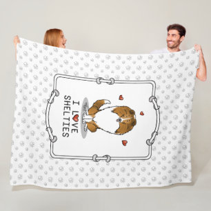 Couverture Polaire I Love Shelts (sable 2) Shetland Sheepdogs mignonn
