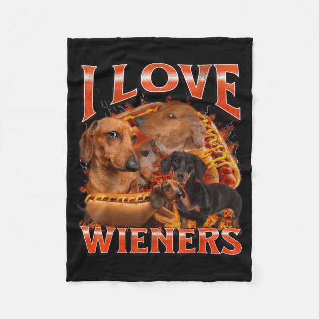 Couverture Polaire I Love Wieners Funny Offensive Dachshund Bootleg G (Devant)