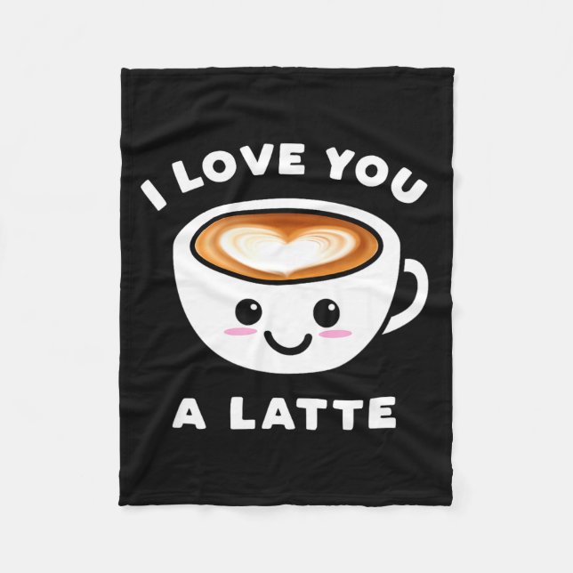 Couverture Polaire I Love You A Latte Funny Cute Coffee Heart Valenti (Devant)