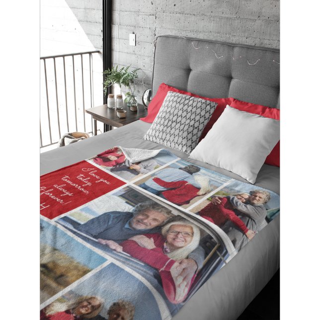 Couverture Polaire I Love You Always & Forever Modern 6 Photo Collage (Créateur téléchargé)