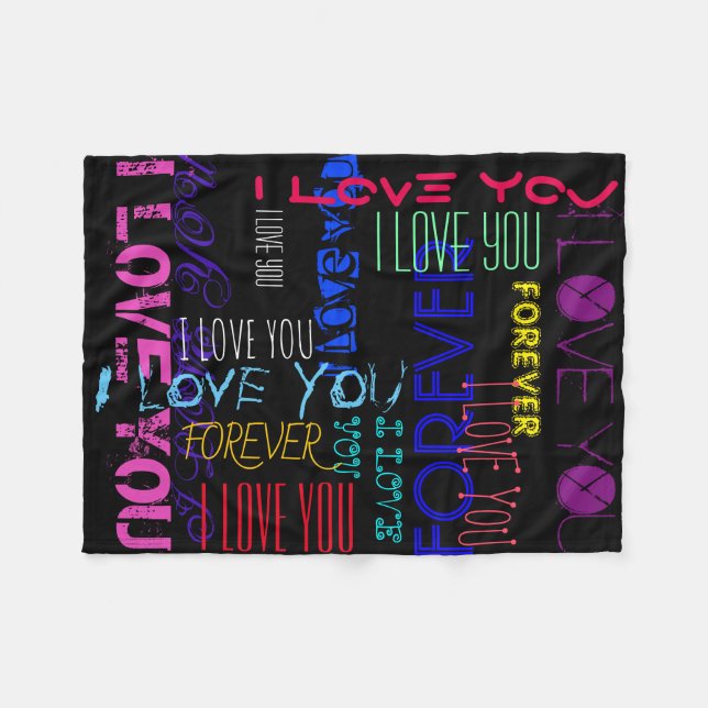 Couverture Polaire I Love You Forever répéter personnalisé Fleece Bla (Devant (Horizontal))