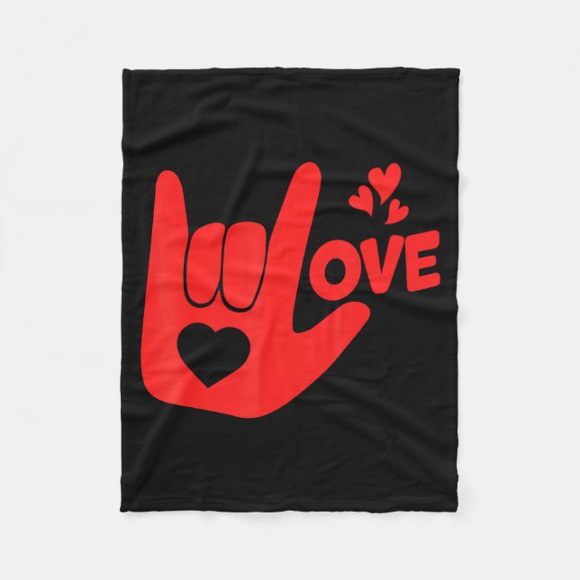 Couverture Polaire I Love You Hand Sign Asl Valentine' Day Funny Wome (Devant)