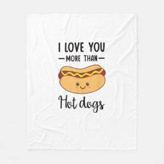 Couverture Polaire I Love You More Than Hot Dogs Funny Sausage Pun 