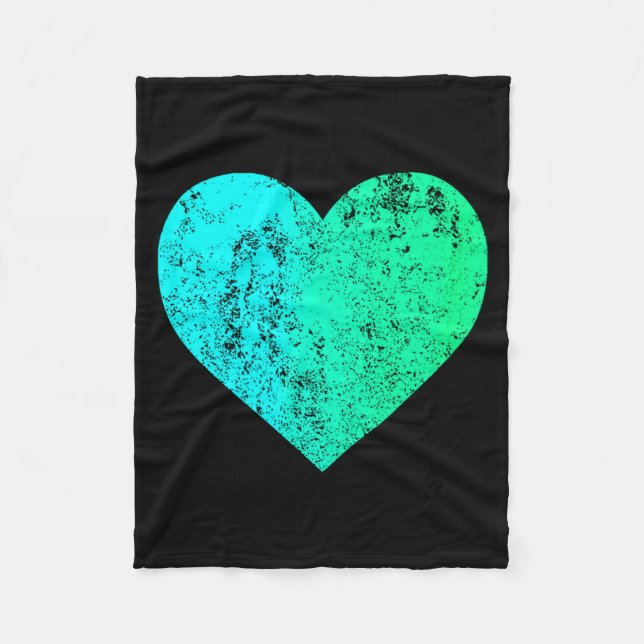 Couverture Polaire I Love You Teal Heart Distressed Valentines Day  (Devant)