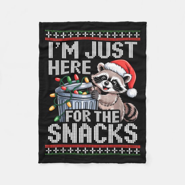 Couverture Polaire I’m Just Here For The Snacks Raccoon Christmas Ugl (Devant)