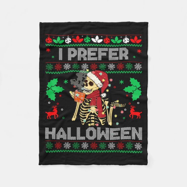 Couverture Polaire I Prefer Halloween Christmas Sweater Funny Holiday (Devant)