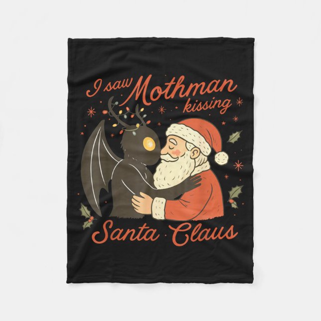 Couverture Polaire I Saw Mothman Kissing Santa Funny Christmas Santa  (Devant)