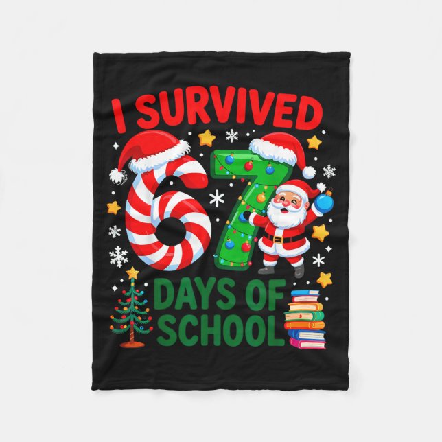 Couverture Polaire I Survived 67 Days Of School Christmas Candy Cane  (Devant)