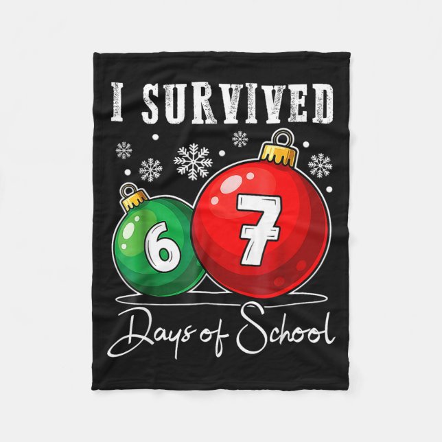 Couverture Polaire I Survived 67 Days Of School Christmas Candy Cane  (Devant)