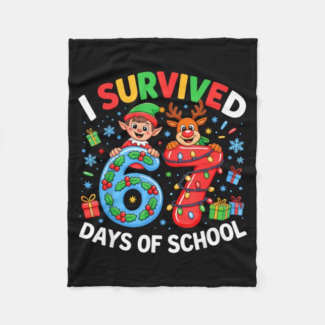 Couverture Polaire I Survived 67 Days Of School Christmas Candy Cane  (Devant)