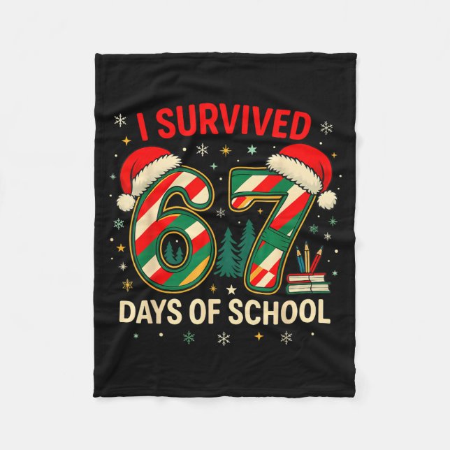 Couverture Polaire I Survived 67 Days Of School Christmas Teacher  (Devant)