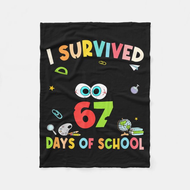 Couverture Polaire I Survived 67 Days Of School For Kids Girl Teacher (Devant)