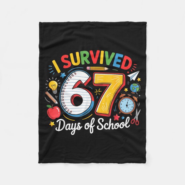 Couverture Polaire I Survived 67 Days Of School Funny 6 7 Meme Teache (Devant)