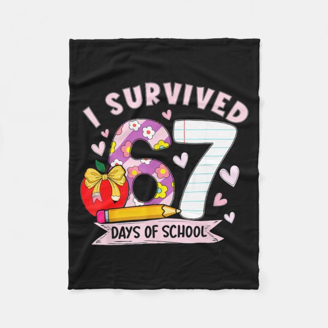 Couverture Polaire I Survived 67 Days Of School Funny Leopard Student (Devant)