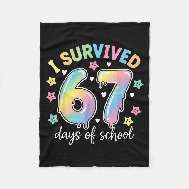 Couverture Polaire I Survived 67 Days Of School Funny Meme Teacher St (Devant)
