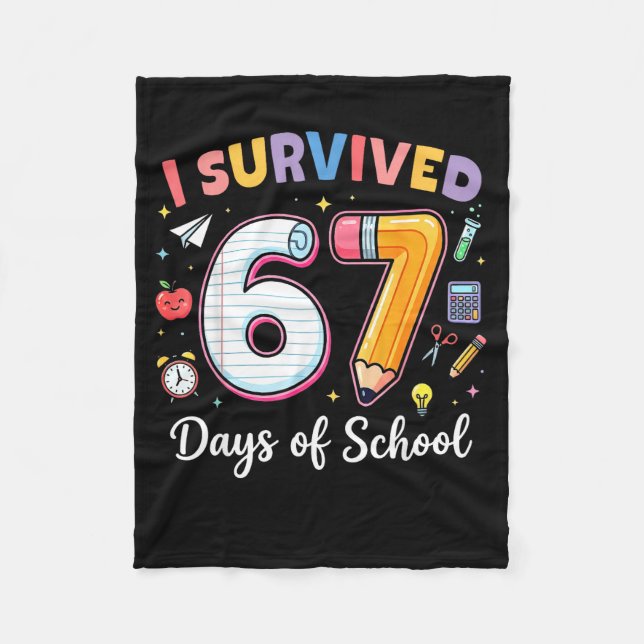 Couverture Polaire I Survived 67 Days Of School Funny Meme Teacher St (Devant)