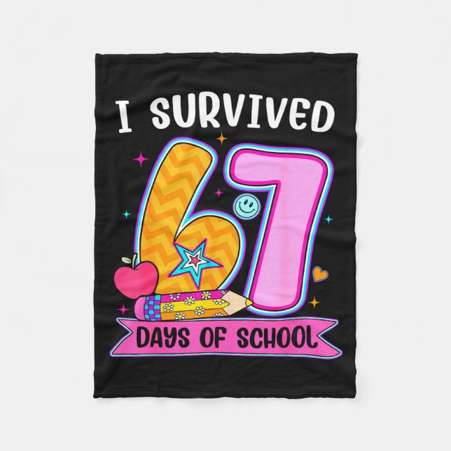 Couverture Polaire I Survived 67 Days Of School Funny Meme Teacher St (Devant)