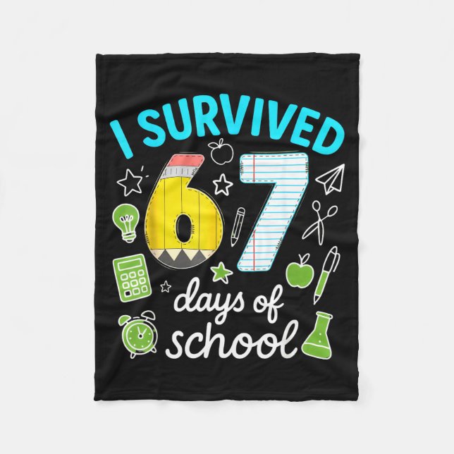 Couverture Polaire I Survived 67 Days Of School Funny Meme Teacher St (Devant)