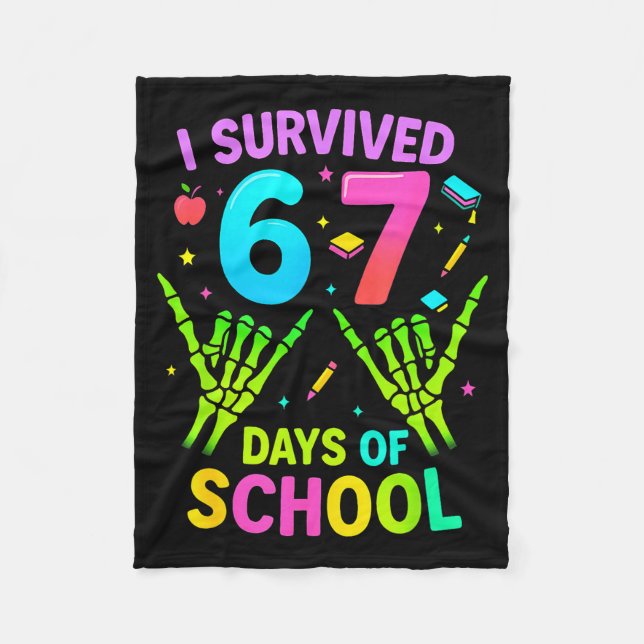 Couverture Polaire I Survived 67 Days Of School Funny Meme Teacher St (Devant)