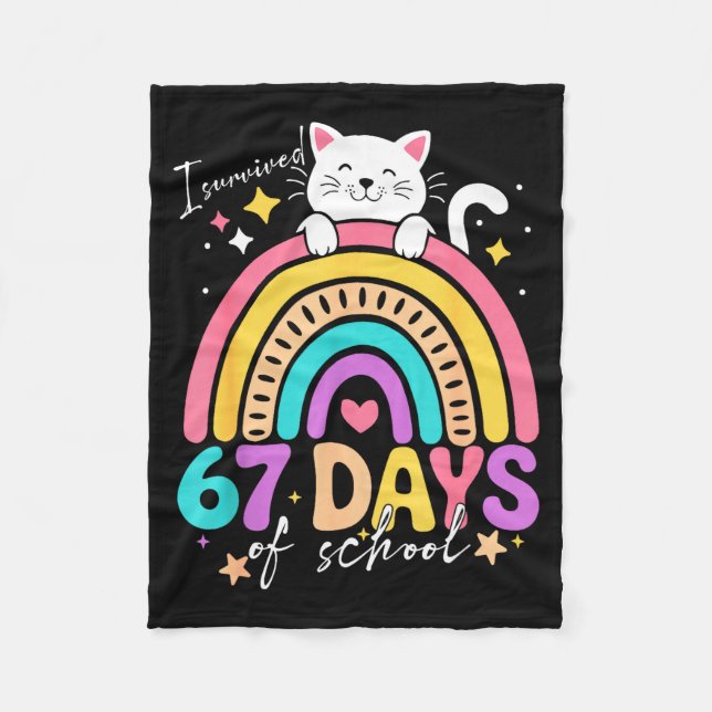 Couverture Polaire I Survived 67 Days Of School Kids Kitten Cat Cool  (Devant)