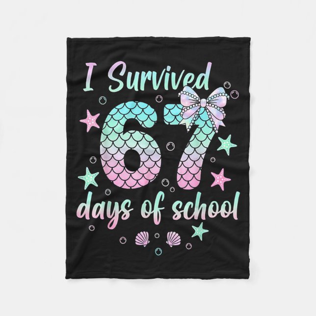 Couverture Polaire I Survived 67 Days Of School Mermaid Coquette Bow  (Devant)