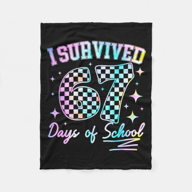 Couverture Polaire I Survived 67 Days Of School Tie Dye 67th Day Teac (Devant)