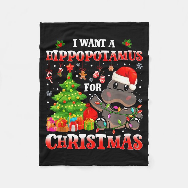 Couverture Polaire I Want A Hiptamus Christmas Funny Xmas Hip Lover  (Devant)