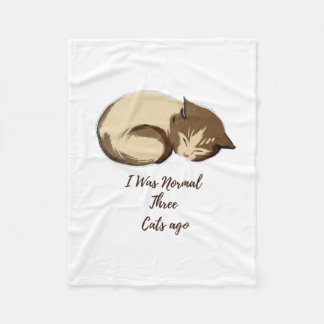 Couverture Polaire I Was Normal Three Cats Ago Funny Cat blanket