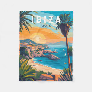 Couverture Polaire Ibiza Espagne Travel Art Vintage