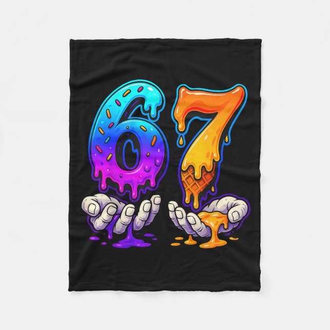 Couverture Polaire Ice Cream Drip 6 7 Number 67 Six Seven Meme Mens B (Devant)