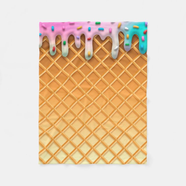 Couverture Polaire Ice Cream Drip Waffle Cone Pink With Sprinkles (Devant)