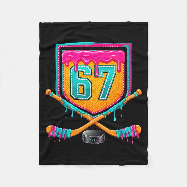Couverture Polaire Ice Hockey Drip Number 67 Ice Hockey Player  (Devant)