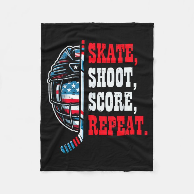 Couverture Polaire Ice Hockey Skate Shooy Score Repeat Player Men Boy (Devant)
