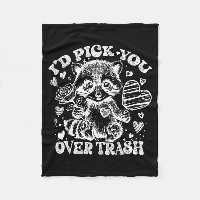 Couverture Polaire I'd Ck You Over Trash Funny Raccoon Retro Valentin (Devant)