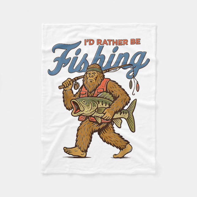 Couverture Polaire I'd Rather Be Fishing Bigfoot  (Devant)