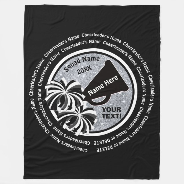 Couverture Polaire Idées Cadeaux Senior pour Cheleaders, Noir, Argent (Devant)