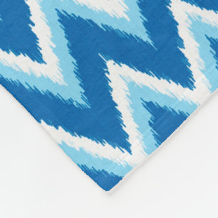 Couverture Polaire Ikat Chevron Stripes - Cobalt, Sky Blue et White