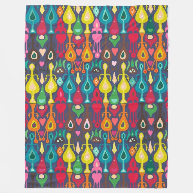 Couverture Polaire ikat d'amour indigo (Devant)