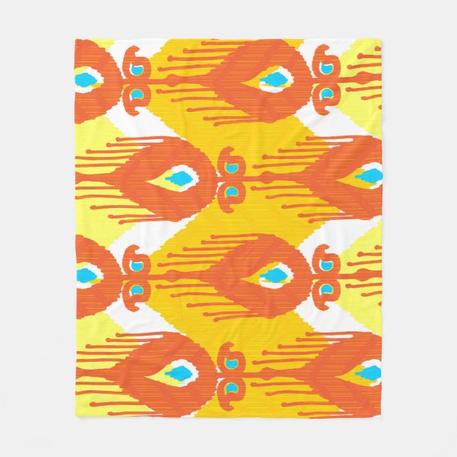 Couverture Polaire Ikat Fabric Motif : Ethnic Vintage Design. (Devant)