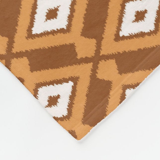 Couverture Polaire Ikat Motif - Brown, rouille et crème (Coin)