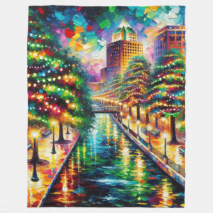 Couverture Polaire "Illumination de Noël : San Antonio Riverwalk"