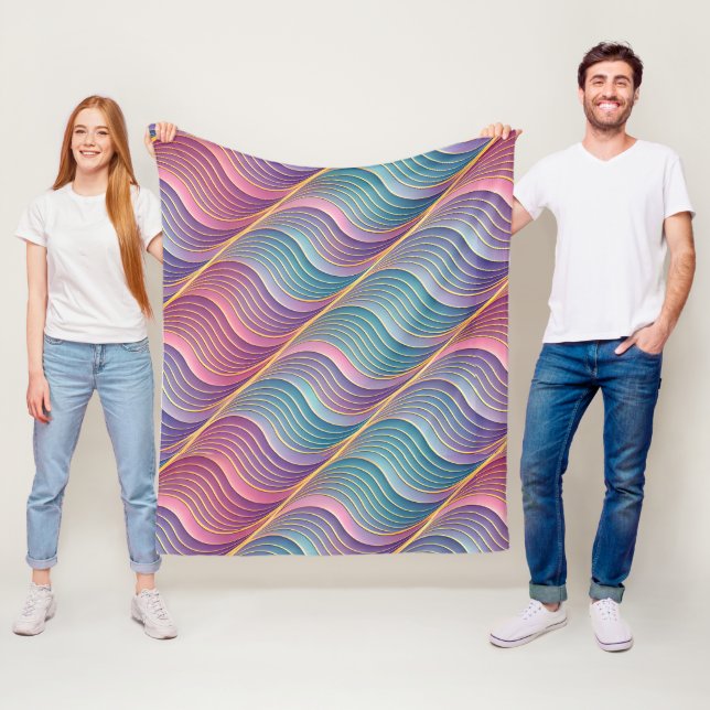 Couverture Polaire Illusion de vagues 3D holographiques | Sans coutur (En situation)