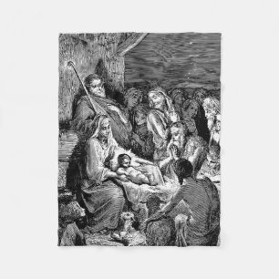 Couverture Polaire Illustrated Christmas Nativity Scene