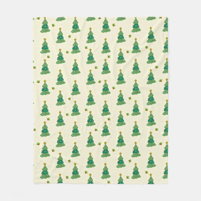 Couverture Polaire Illustrated Christmas Trees Fleece Blanket (Devant)