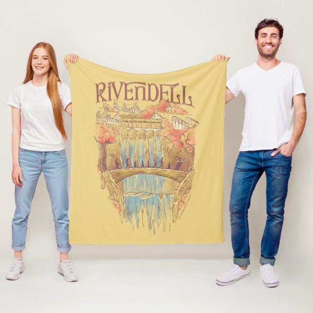 Couverture Polaire Illustration aquarelle de la Fellowship de RIVENDE (En situation)