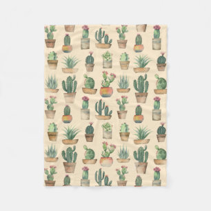 Couverture Polaire Illustration botanique Motif Cacti