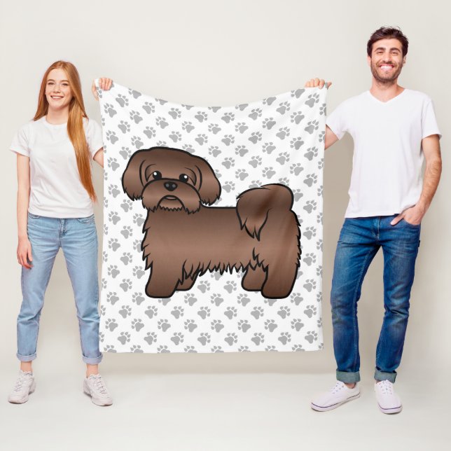 Couverture Polaire Illustration Brown Chih Tzu Cute Cartoon Chien  (En situation)